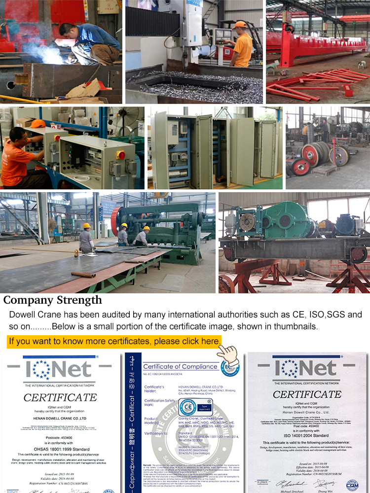 Customized travel 20 ton double girder overhead bridge crane price 