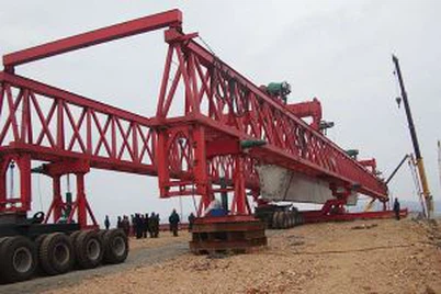 Railway girder launcher